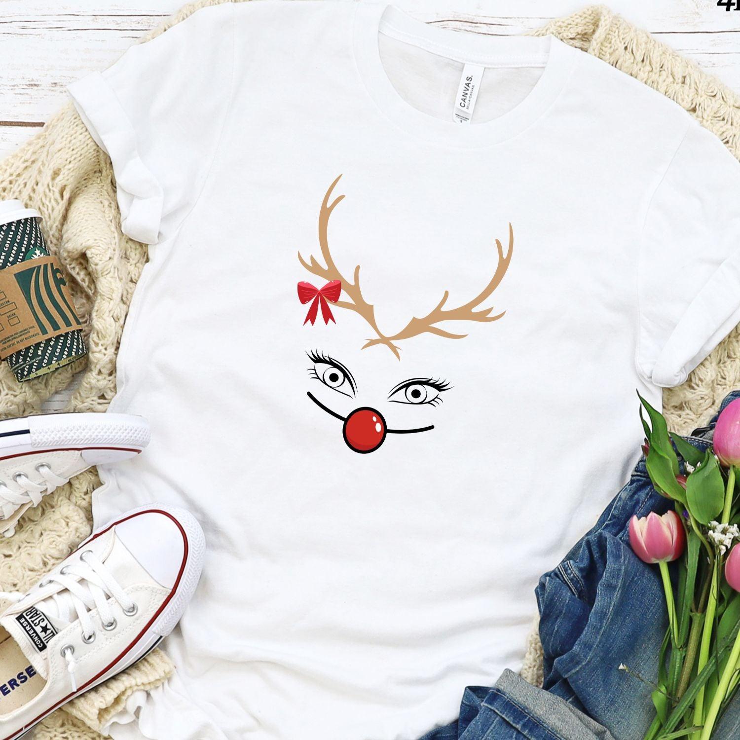Funny Christmas Matching Set: Reindeer Couple Shirts Very Merry
