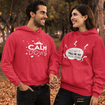 Funny Matching Set for Couples - Husband & Wife Outfits - His & Hers Tees - Calm Down! - 4Lovebirds