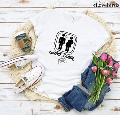 Game Over Pregnancy Hoodie, Funny New Dad/Mom Sweatshirt - New Mom Long Sleeve Shirt - Couple's Gaming Gift Ideas - 4Lovebirds