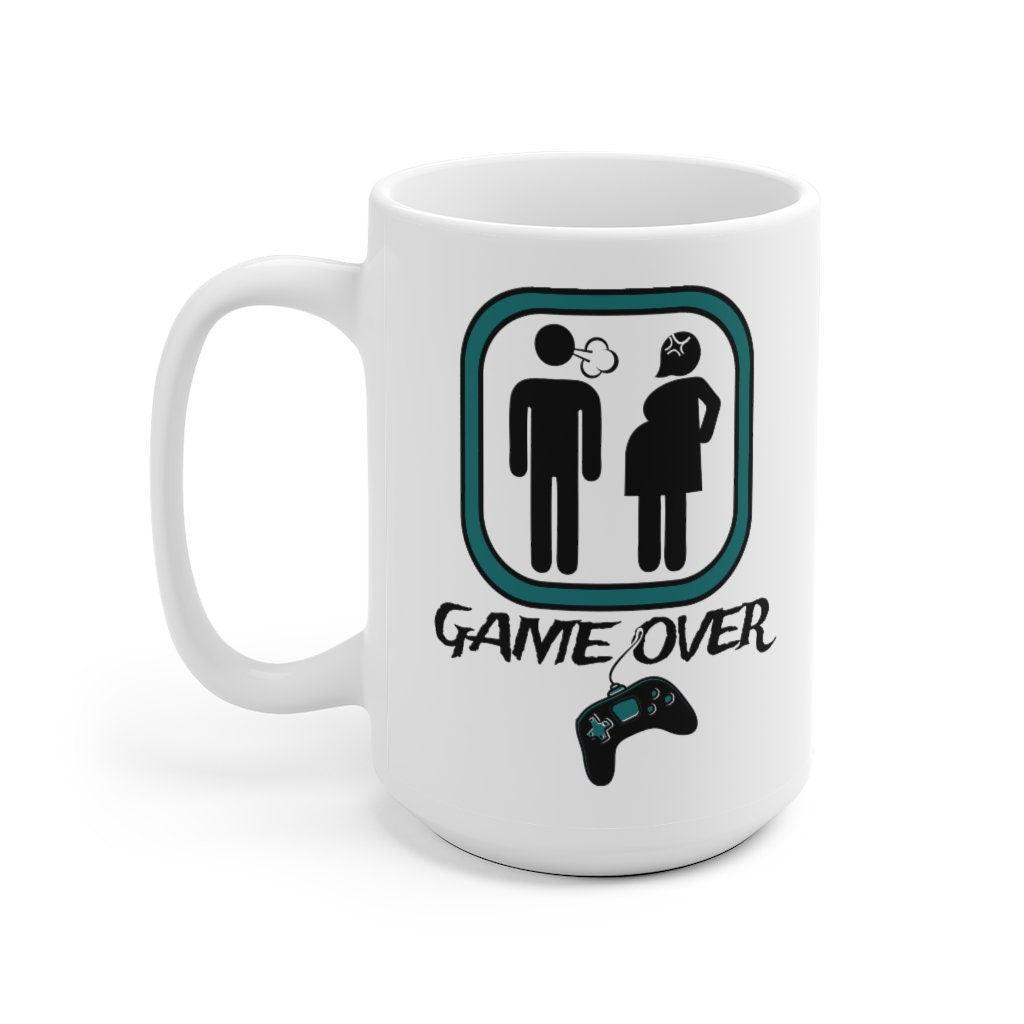 Game Over Pregnancy Mug, Funny New Dad/Mom Mug - New Mom Mug - Couple's Gaming Gift Ideas - 4Lovebirds