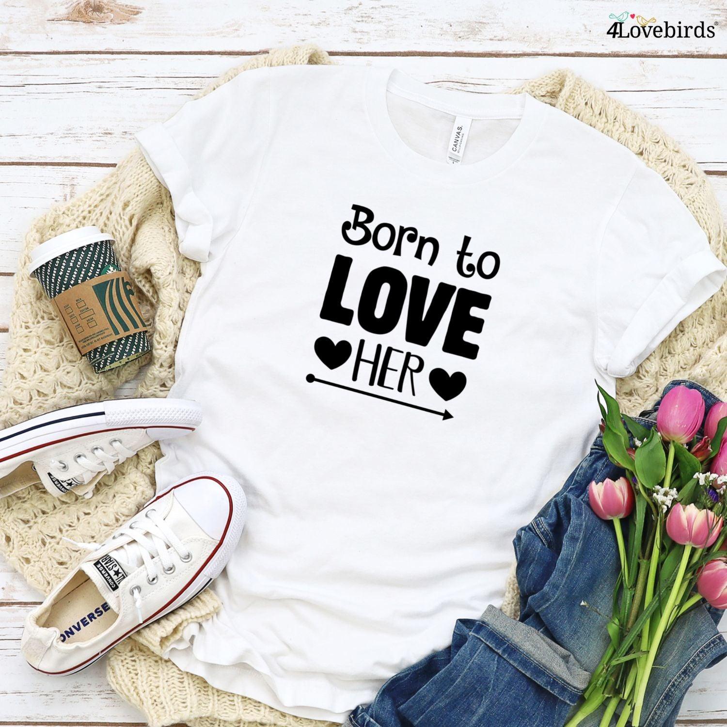 Gift for Couples: Twinning Ensemble - 'Born to Love Her/Him' Complementary Attires. - 4Lovebirds