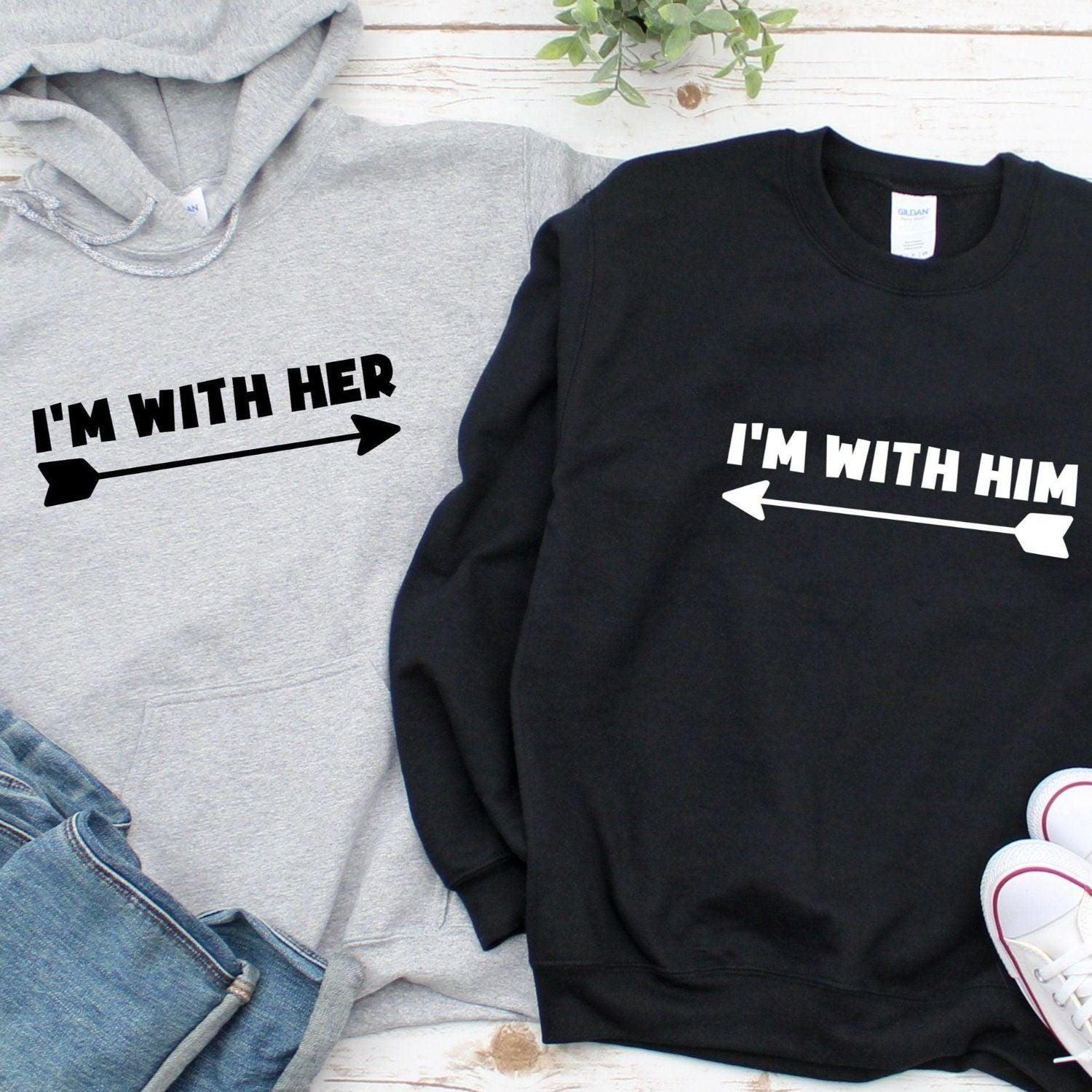 Gift for Lovebirds: Coordinated Outfits - 'I'm With Her' & 'I'm With Him' Combo Set - 4Lovebirds