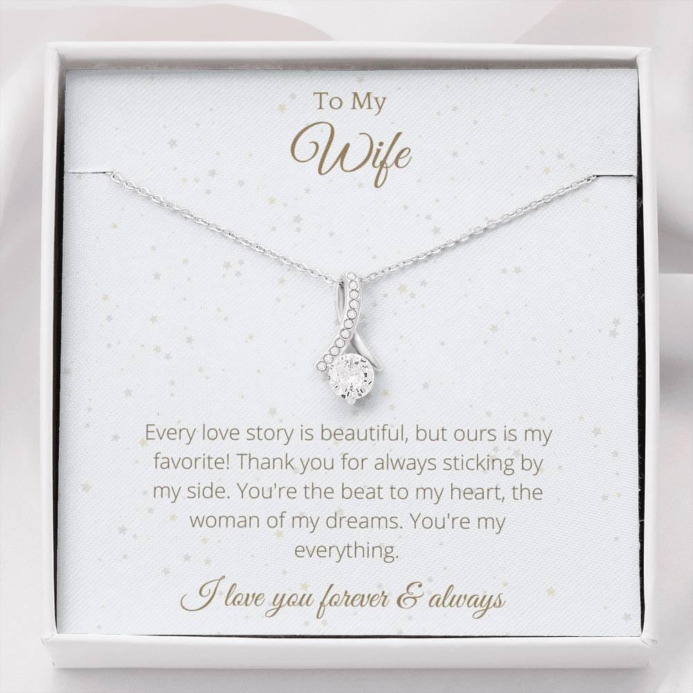 Gift to Wife Ribbon Necklace - 4Lovebirds