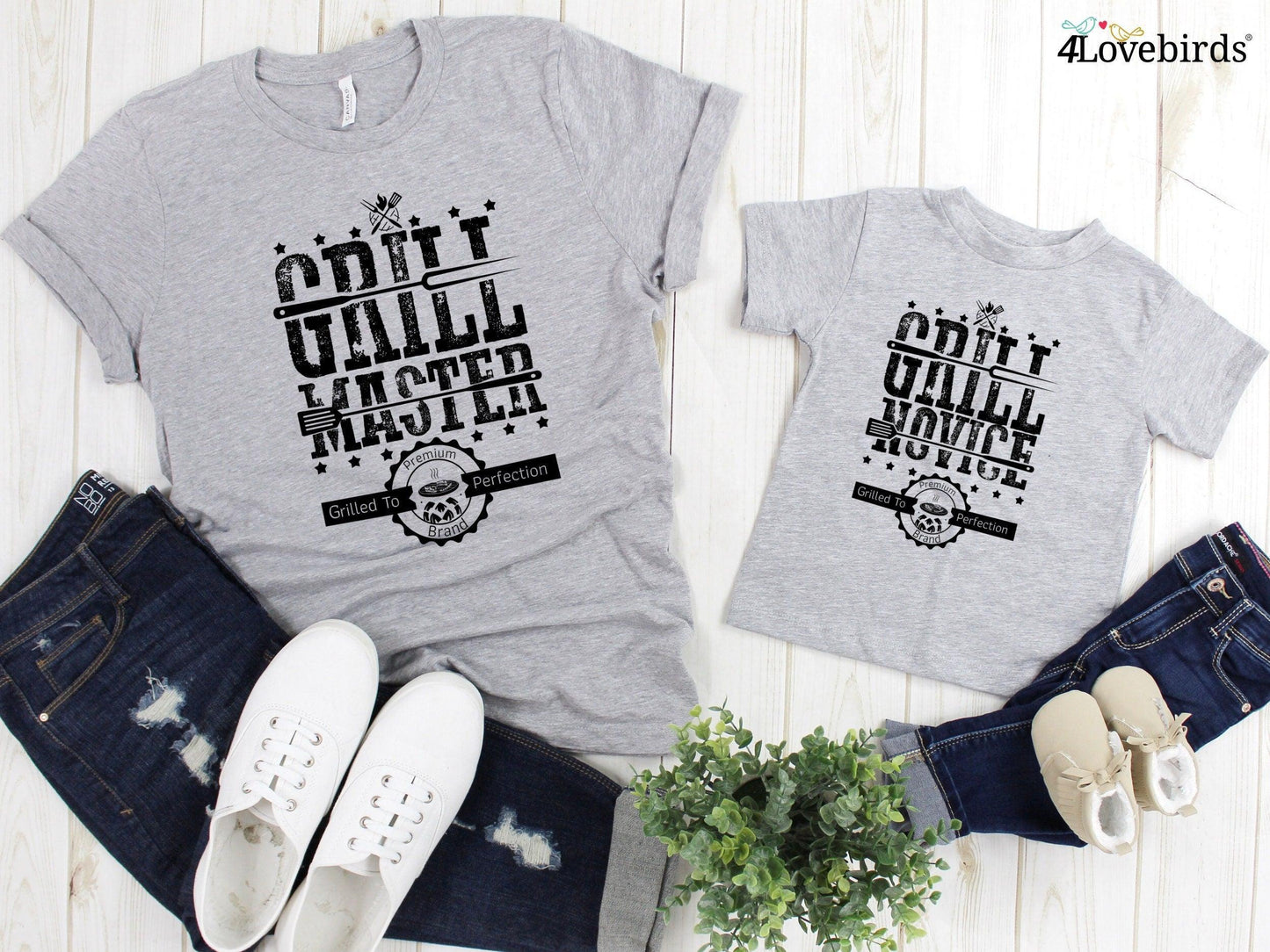 Grill Master and Grill Novice Matching Dad and Child Shirts - Daddy, Mommy & Me - 4Lovebirds