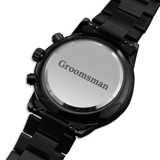 Groomsman Engraved Design Black Chronograph Watch - 4Lovebirds