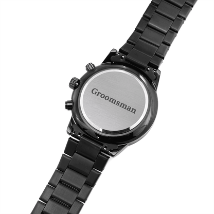 Groomsman Engraved Design Black Chronograph Watch - 4Lovebirds