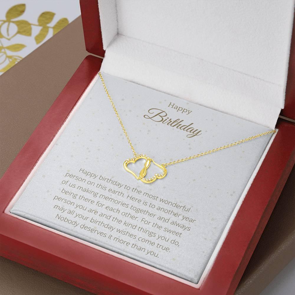 Happy Birthday Solid Gold Necklace With Real Diamonds - 4Lovebirds
