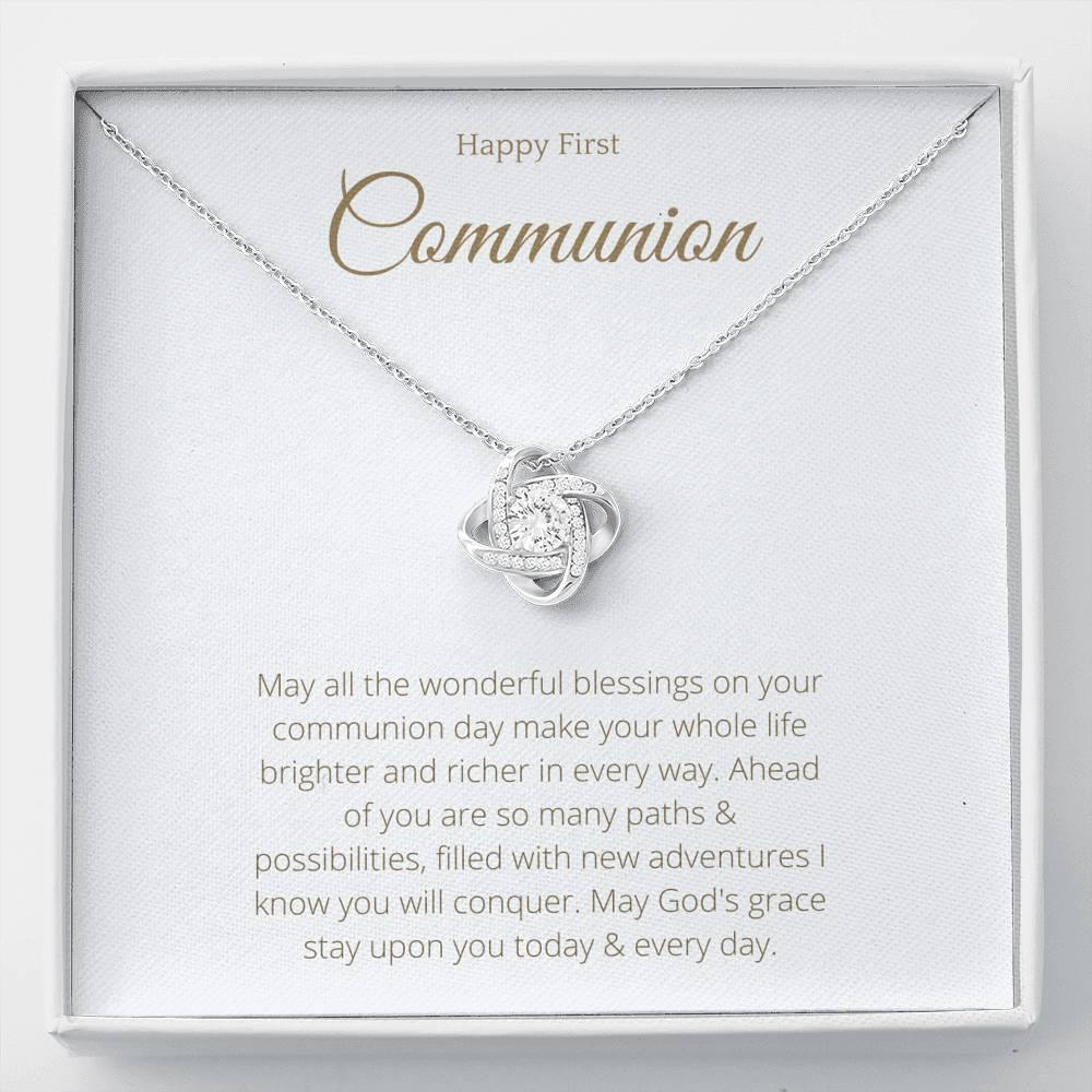 Happy First Communion Lovely Knot Necklace - 4Lovebirds