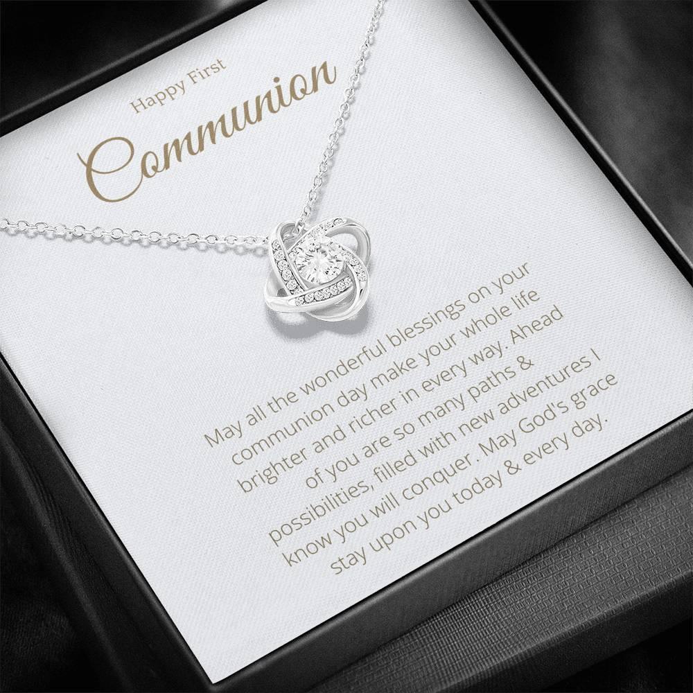 Happy First Communion Lovely Knot Necklace - 4Lovebirds
