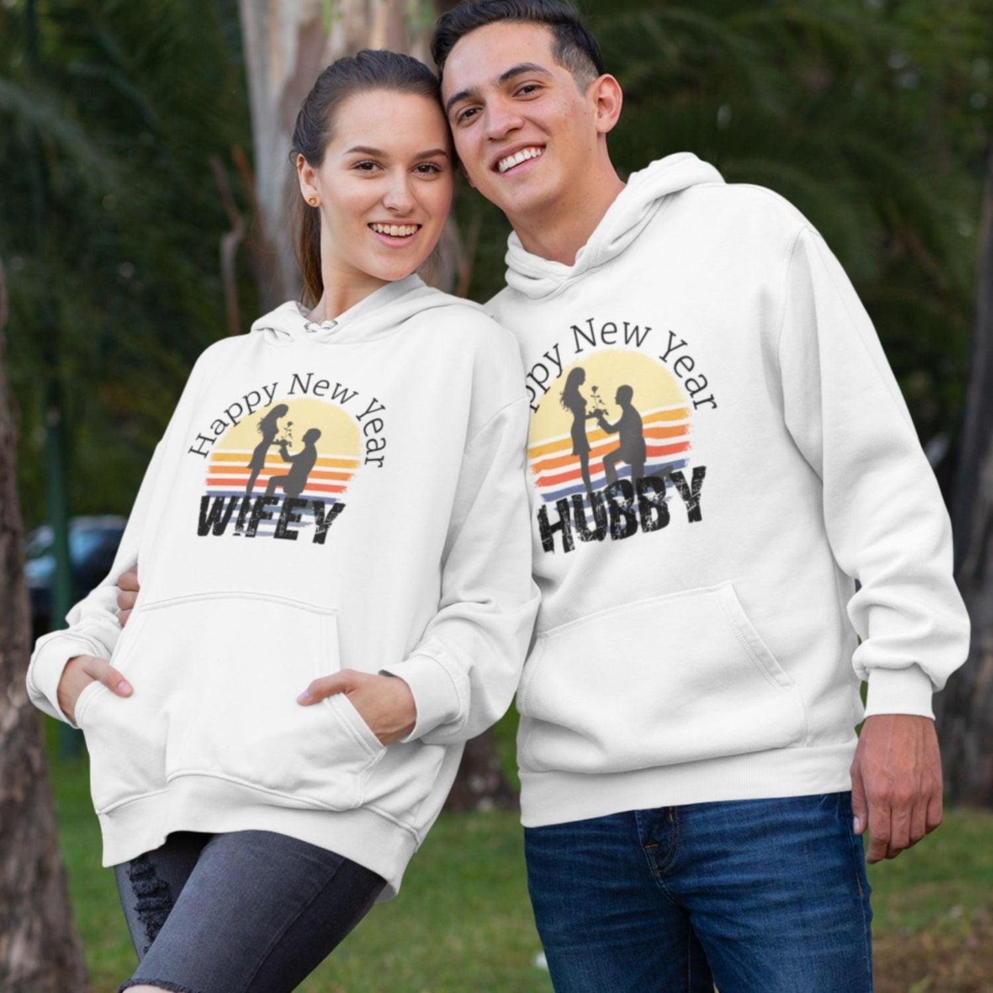 Happy New Year Matching Set - Adorable Couples' Outfits, Hubby & Wifey, Romantic Gift - 4Lovebirds