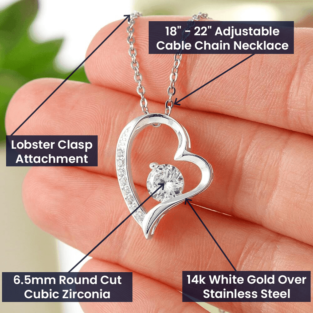 Heart Necklace To Soulmate Couples Gifts for Girls, Stainless Steel Cubic Zirconia Pendant Love Necklace, Birthday Christmas Romantic Jewelry For Wife with Message Card Box Personalized - 4Lovebirds