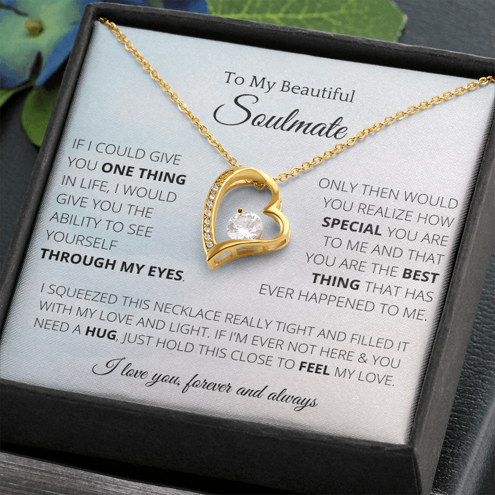 Heart Necklace To Soulmate Couples Gifts for Girls, Stainless Steel Cubic Zirconia Pendant Love Necklace, Birthday Christmas Romantic Jewelry For Wife with Message Card Box Personalized - 4Lovebirds