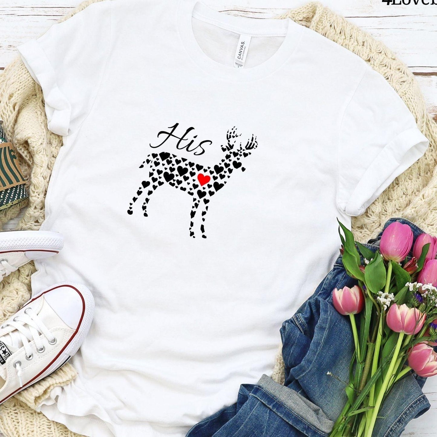 His & Hers Matching Outfits: Adorable Deer Hearts & Love Tee Set, Perfect for Couples! - 4Lovebirds