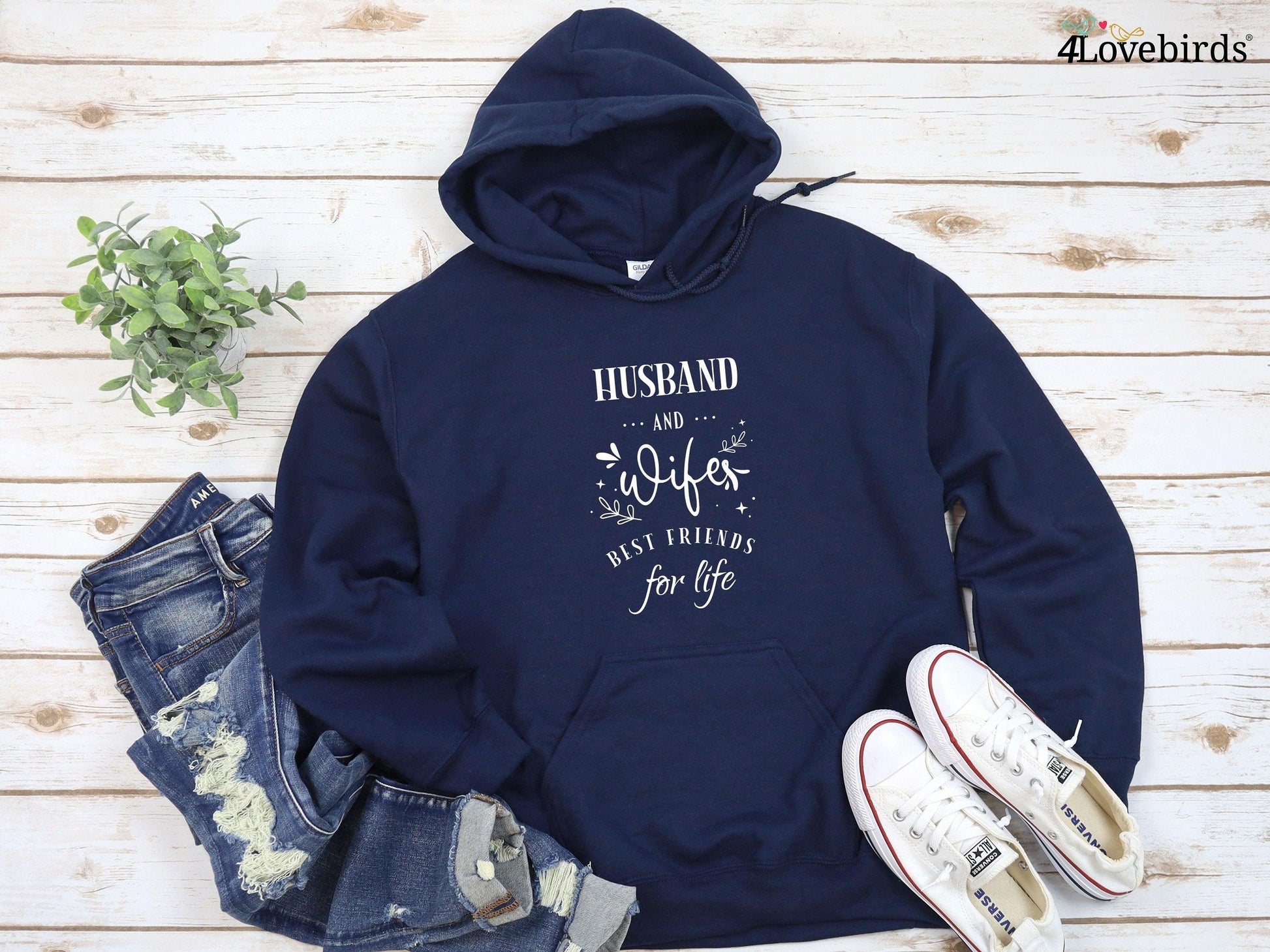Husband and wife Best friends for life Hoodie, Lovers T-shirt, Gift for Couple, Valentine Sweatshirt, Married Couple Longsleeve, Cute Tshirt - 4Lovebirds