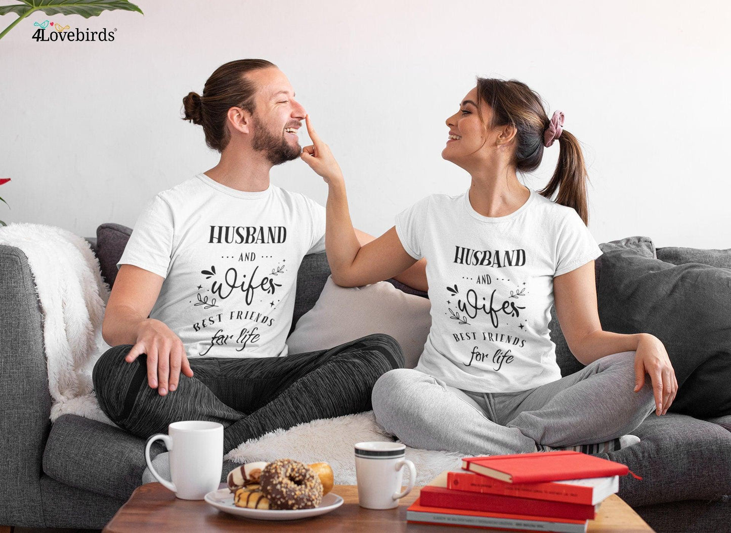 Husband and wife Best friends for life Hoodie, Lovers T-shirt, Gift for Couple, Valentine Sweatshirt, Married Couple Longsleeve, Cute Tshirt - 4Lovebirds