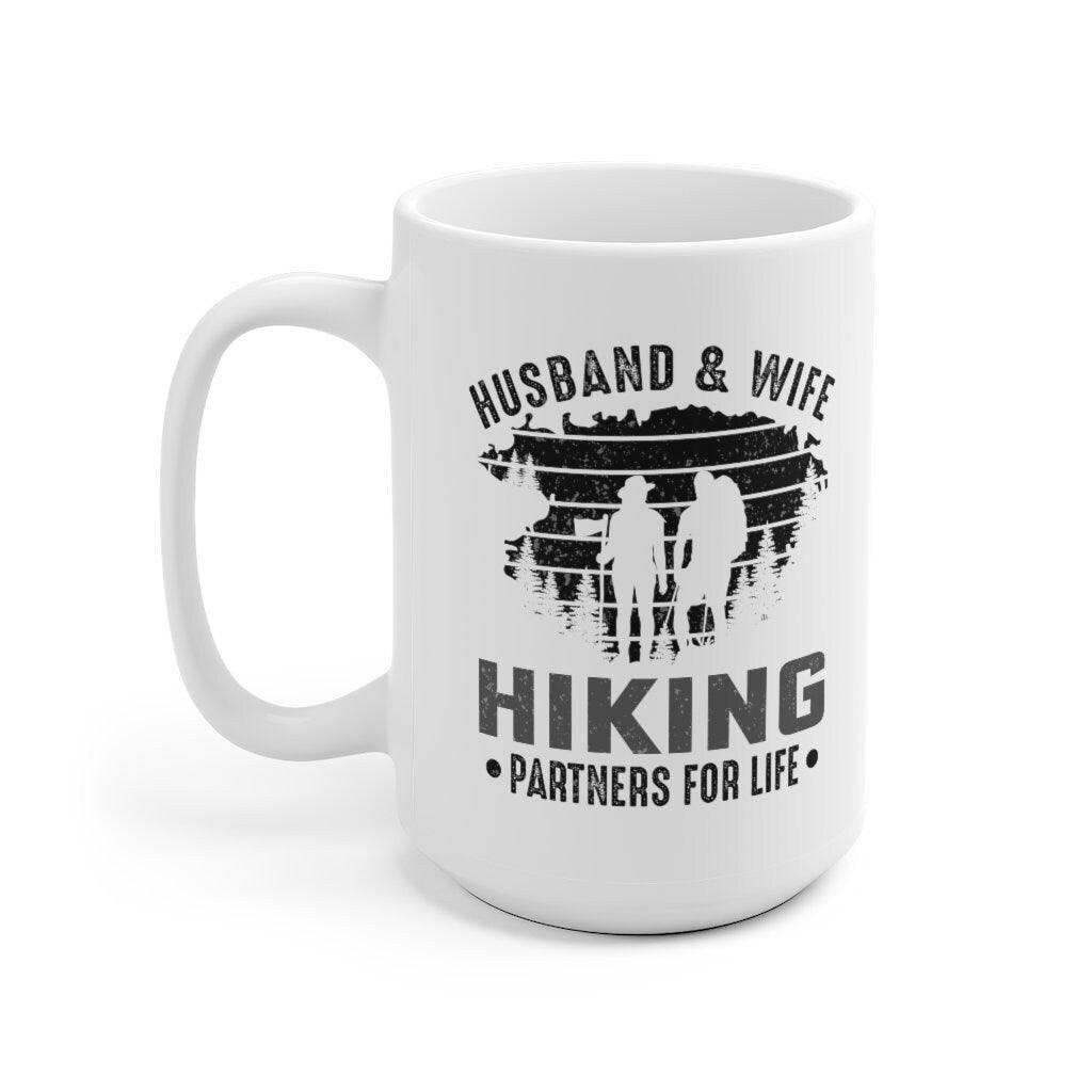 Husband & Wife hiking partners for life Mug, Lovers Mug, Gift for Couples, Valentine Mug, Cute Mug, adventurer couple - 4Lovebirds