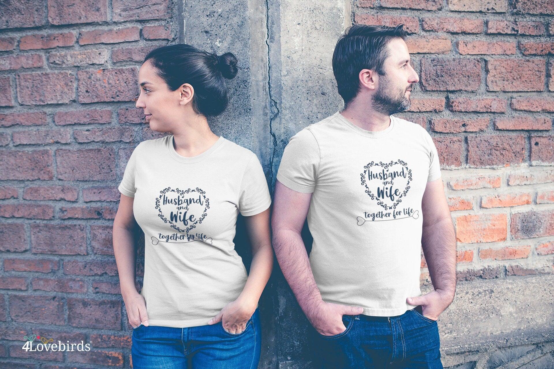 Husband and Wife together forever Hoodie, Lovers shirt, Gift for Couple, Valentine Sweatshirt, Married couple Longsleeve, Heart model - 4Lovebirds