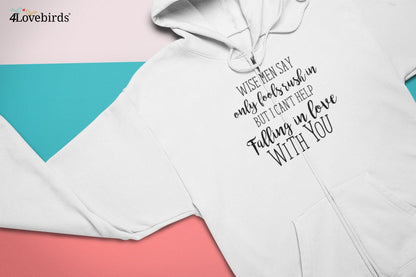 I can't help falling in love with you in Hoodie, Lovers matching T-shirt, Gift for Couples, Valentine Sweatshirt, Cute Longsleeve - 4Lovebirds