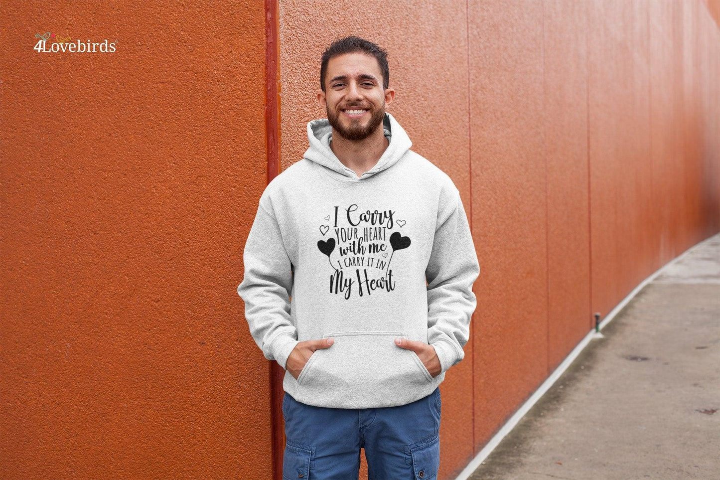 I carry your heart with me i carry it in my heart Hoodie, Lovers matching T-shirt, Gift for Couples, Valentine Sweatshirt, Cute Longsleeve - 4Lovebirds