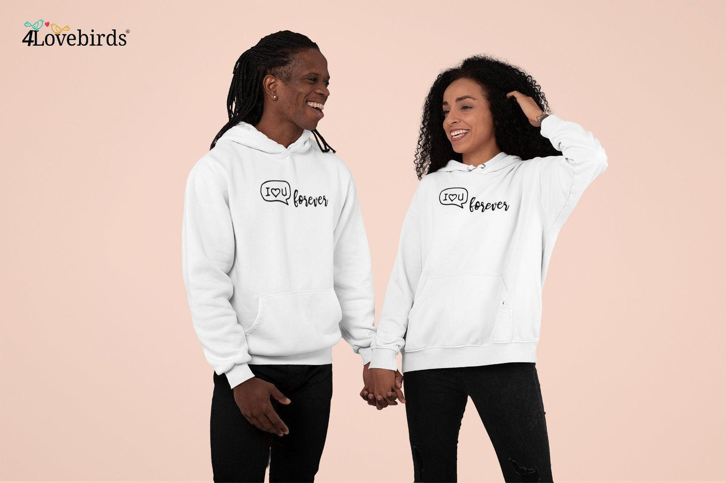 I love you forever Hoodie, Lovers matching T-shirt, Gift for Couples, Valentine Sweatshirt, Boyfriend / Girlfriend Longsleeve, Cute shirt - 4Lovebirds