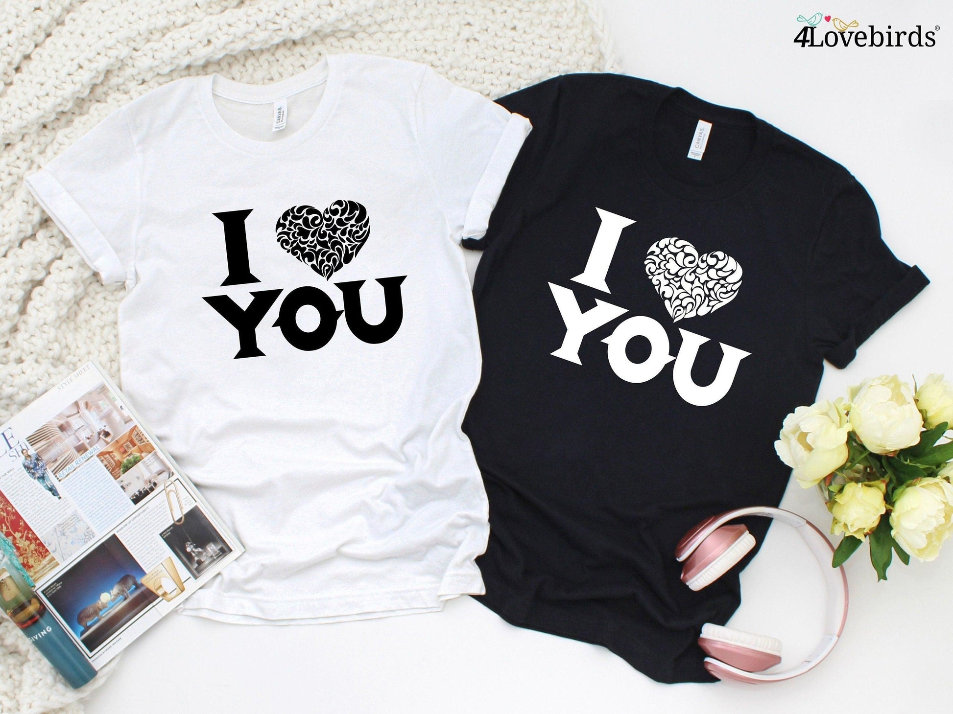 I love you Hoodie, Lovers matching T-shirt, Gift for Couples, Valentine Sweatshirt, Boyfriend / Girlfriend Longsleeve, Cute Heart Tshirt - 4Lovebirds