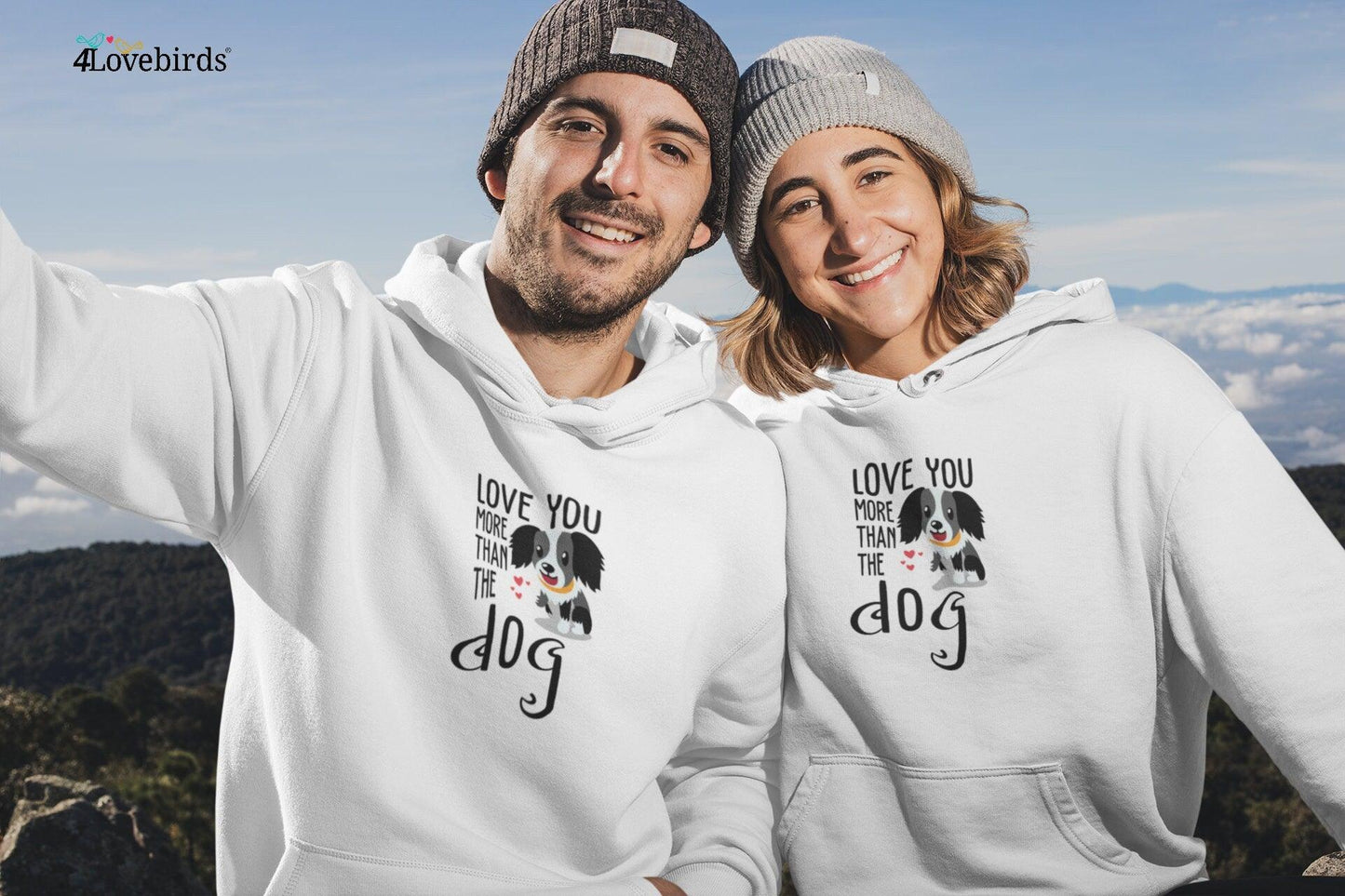 I love you more than the Dog Hoodie, Lovers T-shirt, Gift for Couples, Valentine Sweatshirt, Boyfriend / Girlfriend Longsleeve, Cute Tshirt - 4Lovebirds