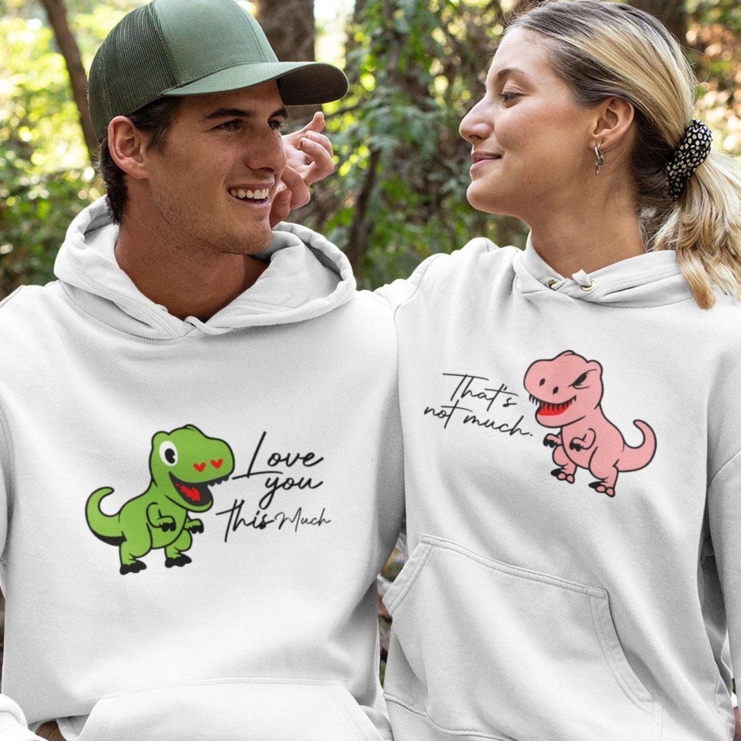 I Love You This Much/That's Not Much! Funny T-Rex Couple Matching Outfits - 4Lovebirds