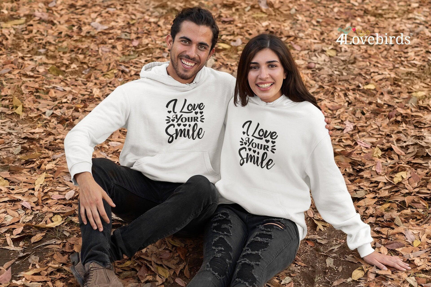 I love your smile Hoodie, Lovers matching T-shirt, Gift for Couples, Valentine Sweatshirt, Boyfriend / Girlfriend Longsleeve, Cute Tshirt - 4Lovebirds