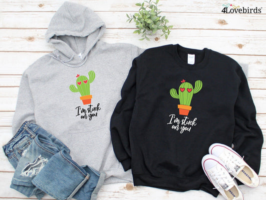 I'm stuck on you Hoodie, Lovers matching T-shirt, Gift for Couples, Valentine Sweatshirt, Boyfriend / Girlfriend Longsleeve, Cute Tshirt - 4Lovebirds