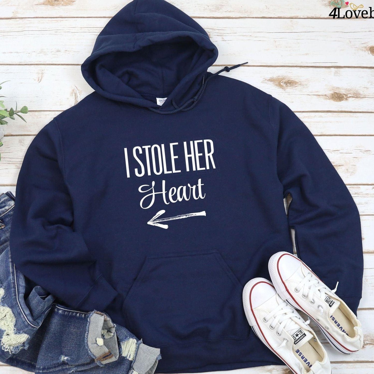 I Stole His Last Name & I Stole Her Heart Matching Set: Amusing Couple's Outfits - 4Lovebirds