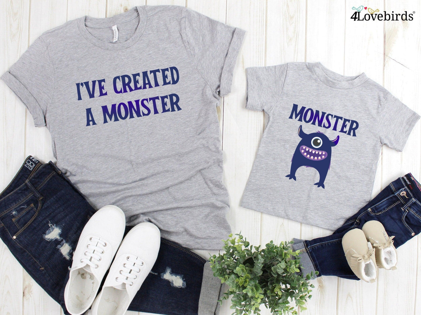 I've Created A Little Monster and Little Monster Father and Child Shirts - Daddy, Mommy & Me - 4Lovebirds