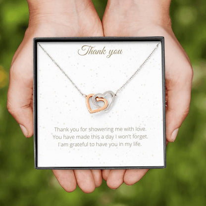 Interlocking Hearts For Appreciation - Thank You Necklace Birthday Gift for Friends, Necklace for a friend, Appreciation Gift - 4Lovebirds