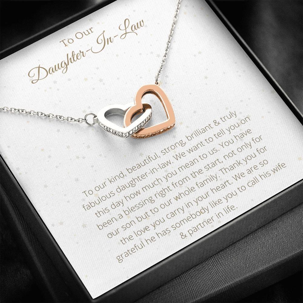 Interlocking Hearts For Daughter-In-Law - To My Daughter-In-Law Necklace Birthday Gift for Daughter In Law, Necklace for Daughter - 4Lovebirds