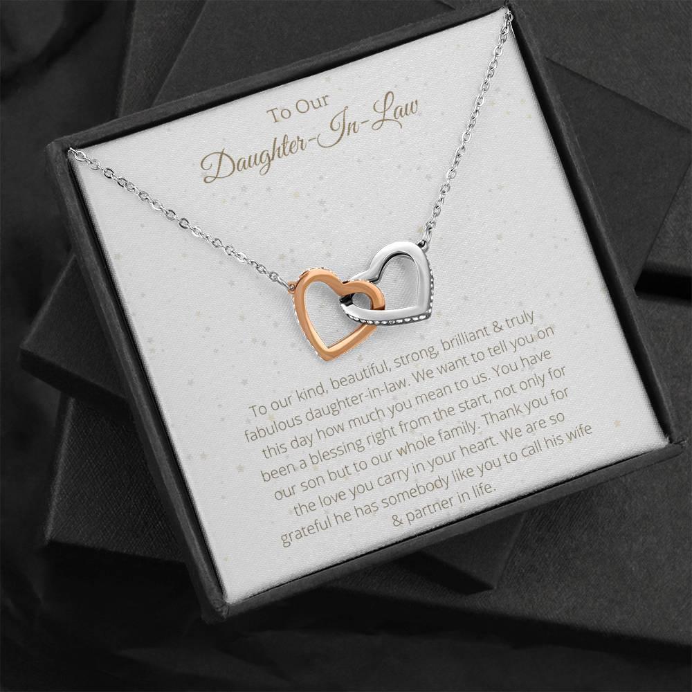 Interlocking Hearts For Daughter-In-Law - To My Daughter-In-Law Necklace Birthday Gift for Daughter In Law, Necklace for Daughter - 4Lovebirds