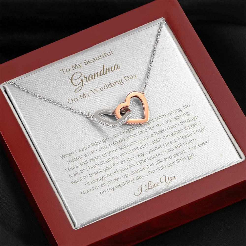 Interlocking Hearts For Grandma - To My Nana Necklace Birthday Gift for Grandma, Necklace for Grandparents, Gift for Grandma Birthday - 4Lovebirds