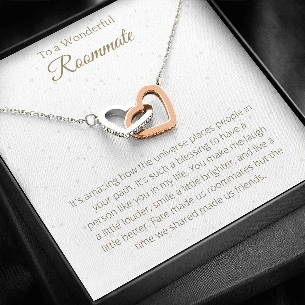 Interlocking Hearts For Roommate - To My Roommate Necklace Birthday Gift for Roomie, Necklace for Roommate, Gift for Friend Birthday - 4Lovebirds