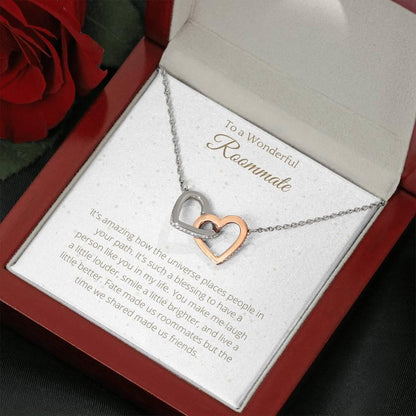 Interlocking Hearts For Roommate - To My Roommate Necklace Birthday Gift for Roomie, Necklace for Roommate, Gift for Friend Birthday - 4Lovebirds