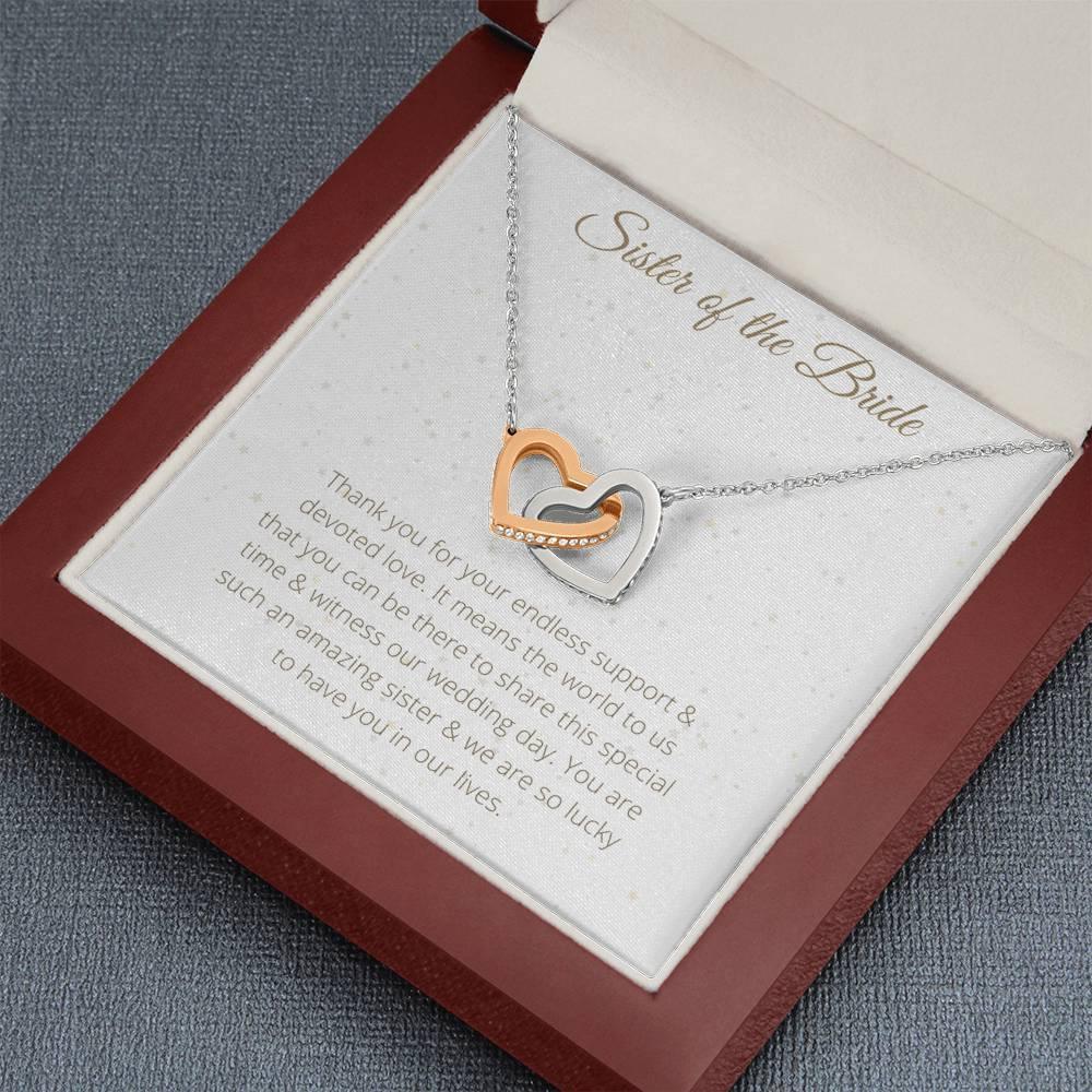 Interlocking Hearts For Sister of the Bride - To My Sister Necklace Birthday Gift for Sister of the Bride, Necklace for Sister of the Bride - 4Lovebirds