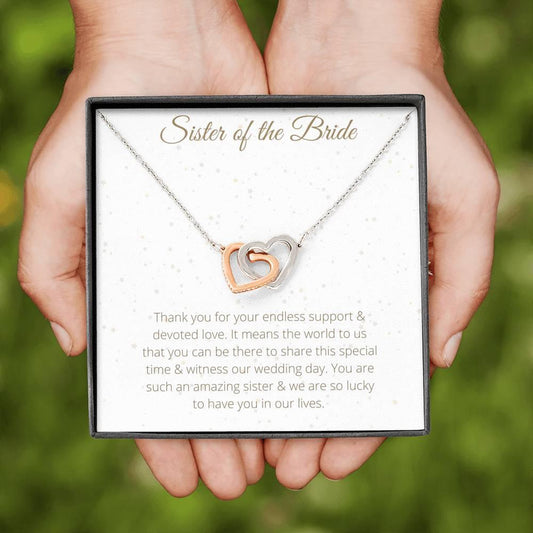 Interlocking Hearts For Sister of the Bride - To My Sister Necklace Birthday Gift for Sister of the Bride, Necklace for Sister of the Bride - 4Lovebirds