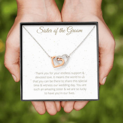 Interlocking Hearts For Sister of the Groom - To My Sister Necklace Birthday Gift for Sister of the Groom, Necklace for Sister of the Groom - 4Lovebirds