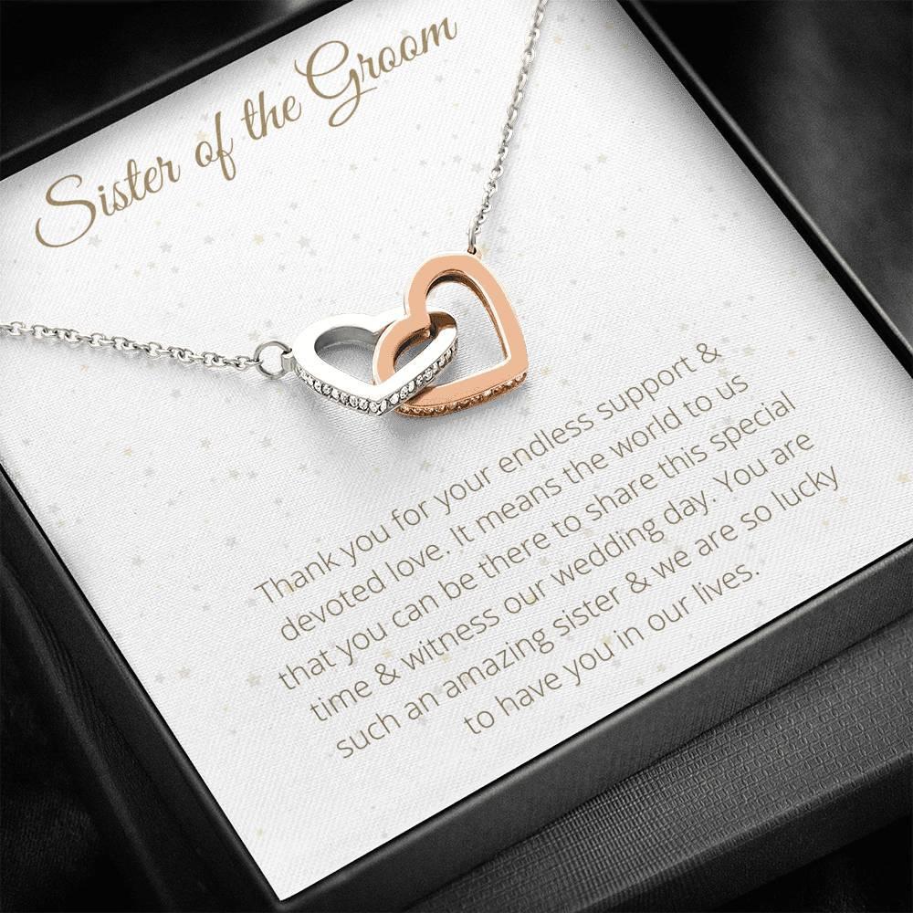 Interlocking Hearts For Sister of the Groom - To My Sister Necklace Birthday Gift for Sister of the Groom, Necklace for Sister of the Groom - 4Lovebirds
