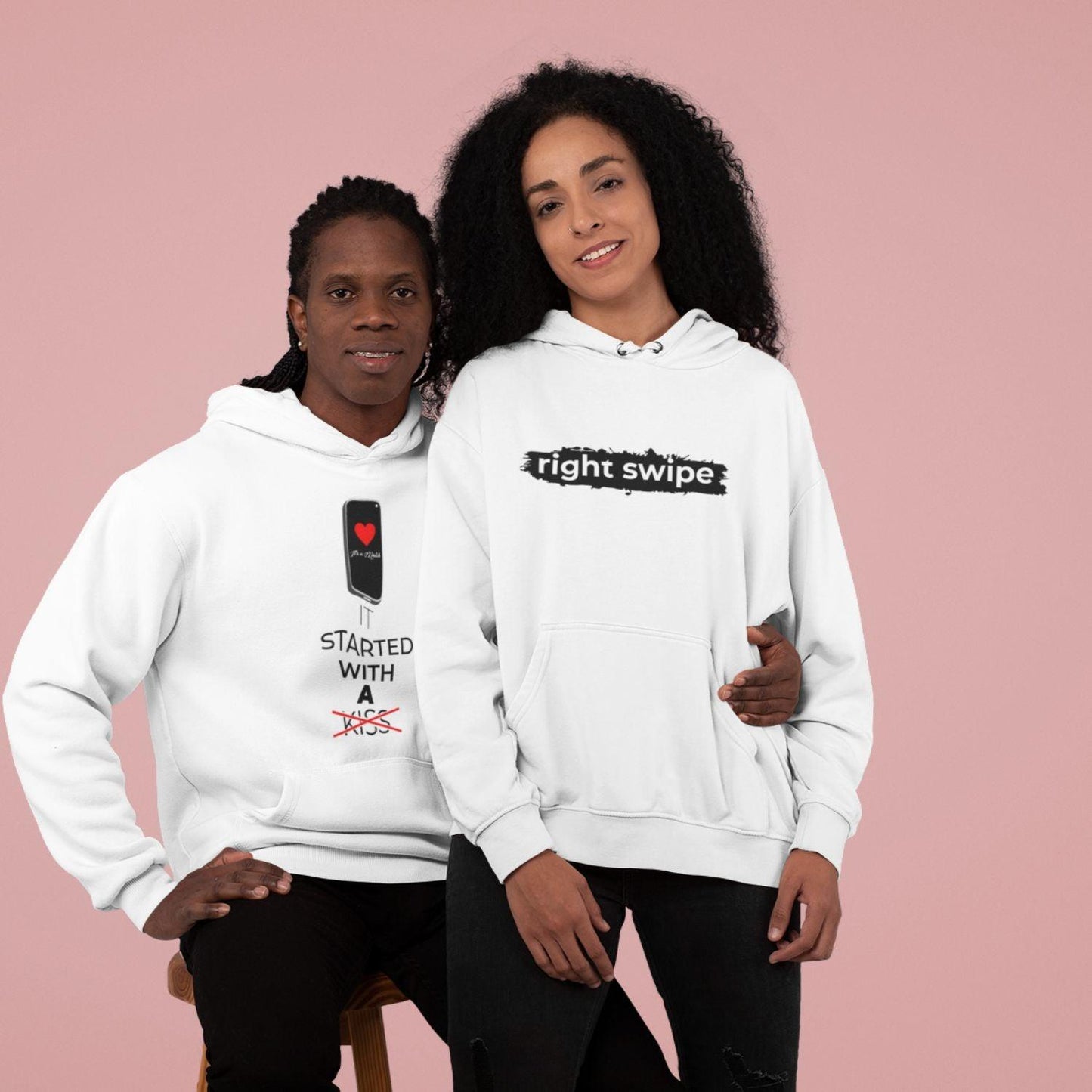 It Started With a Right Swipe: Matching Set for Couples, Valentine's Day Outfits - 4Lovebirds