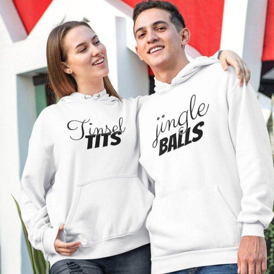 Jingle Balls & Tinsel Tits Matching Set - Funny Xmas Outfit for Couples. - 4Lovebirds