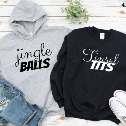 Jingle Balls & Tinsel Tits Matching Set - Funny Xmas Outfit for Couples. - 4Lovebirds