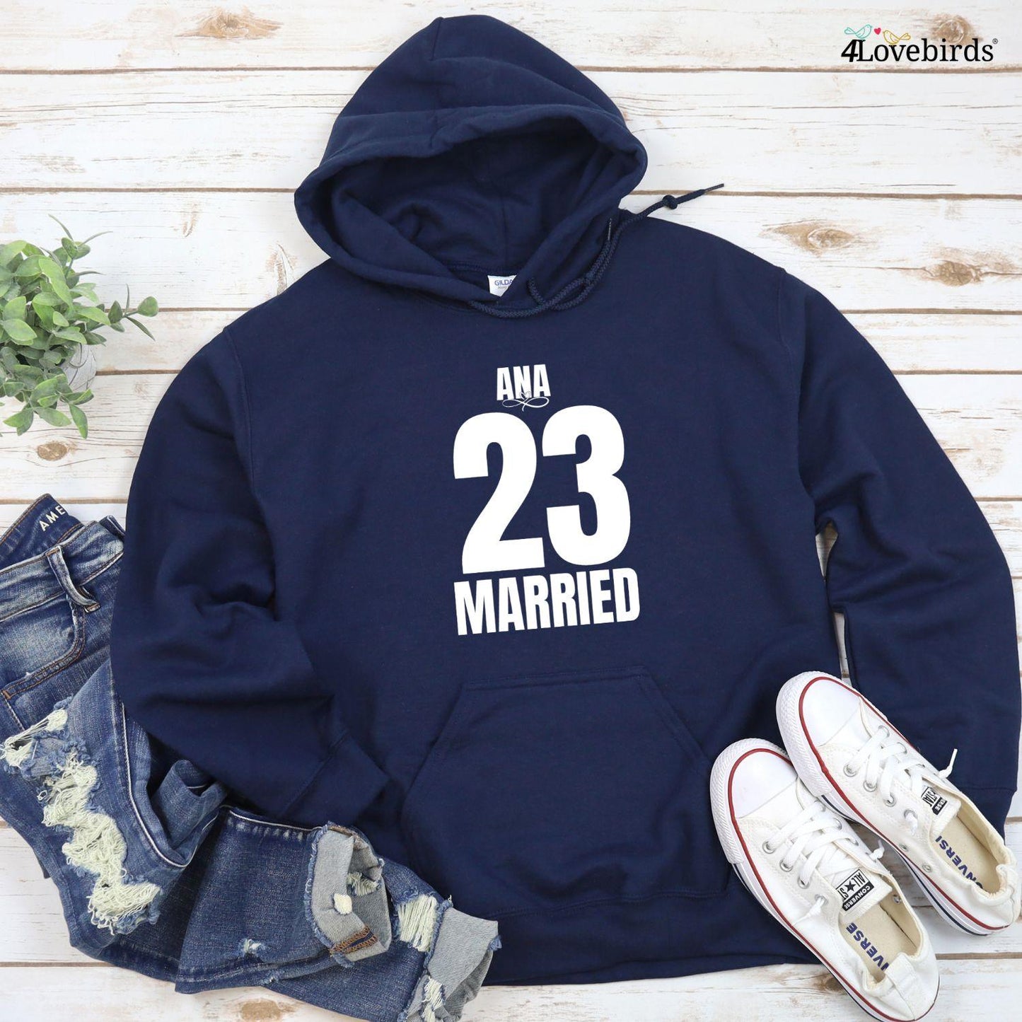 Just Married [Name & Year]: Custom Matching Set for Couples' Celebration Outfits - 4Lovebirds