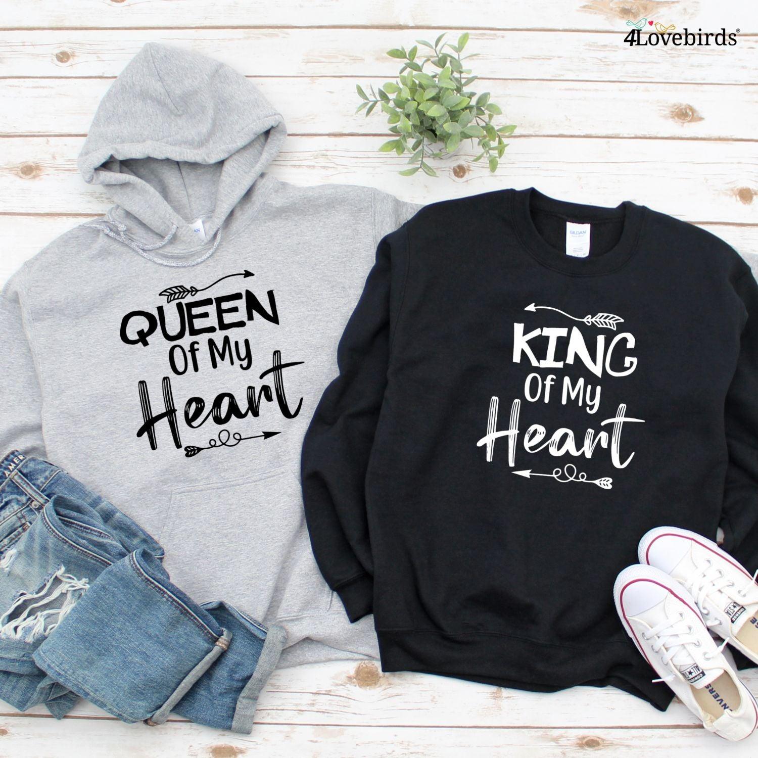 King & Queen Matching Couple Hoodie Set Valentine's Day Gift His & Hers  Women Hoodie Women X-Large / Men Small 