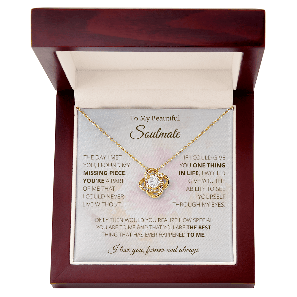 Knot Necklace To Soulmate Couples Gifts for Girls, Stainless Steel Cubic Zirconia Pendant Knot Necklace, Birthday Christmas Romantic Jewelry For Wife with Message Card Box Personalized - 4Lovebirds