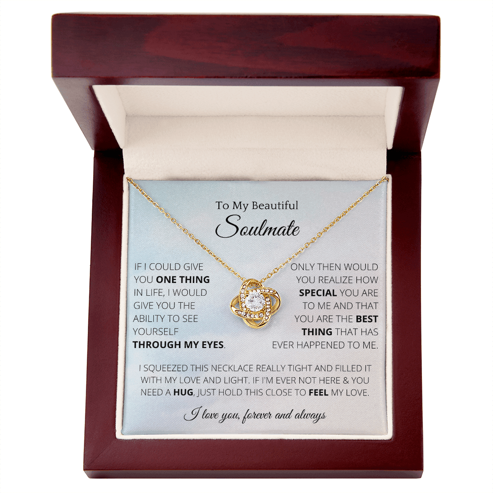 Knot Necklace To Soulmate Couples Gifts for Girls, Stainless Steel Cubic Zirconia Pendant Knot Necklace, Birthday Christmas Romantic Jewelry For Wife with Message Card Box Personalized - 4Lovebirds