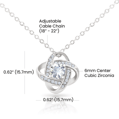 Knot Necklace To Soulmate Couples Gifts for Girls, Stainless Steel Cubic Zirconia Pendant Knot Necklace, Birthday Christmas Romantic Jewelry For Wife with Message Card Box Personalized - 4Lovebirds