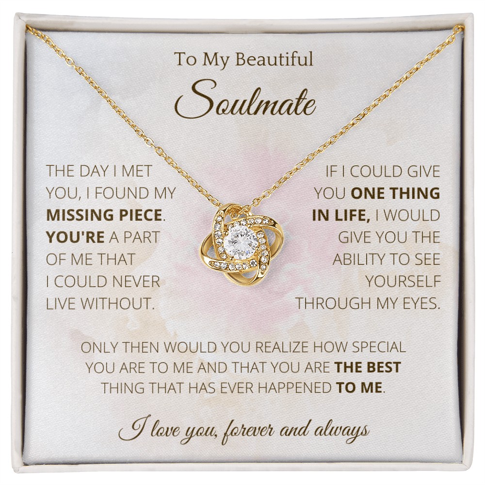 Knot Necklace To Soulmate Couples Gifts for Girls, Stainless Steel Cubic Zirconia Pendant Knot Necklace, Birthday Christmas Romantic Jewelry For Wife with Message Card Box Personalized - 4Lovebirds